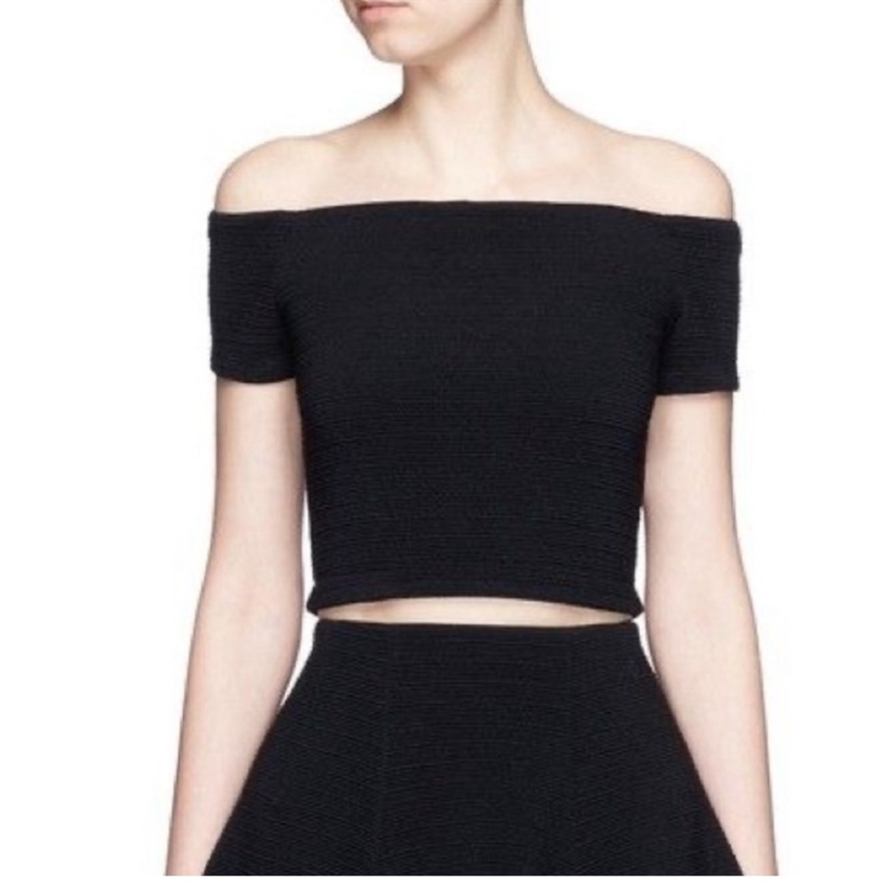 Alice + Olivia Gracelyn off the shoulder crop